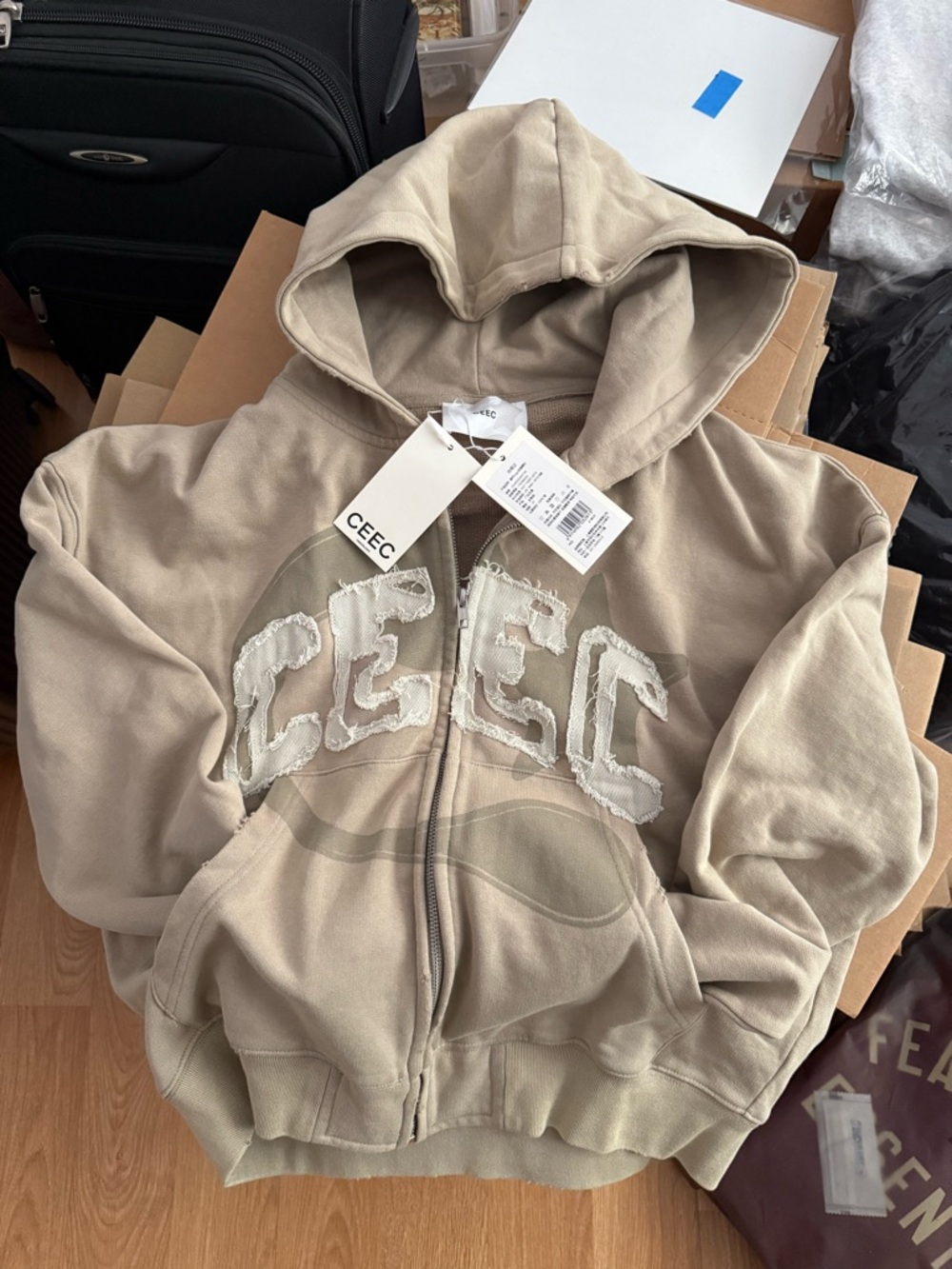 Women's Zip-Up Hoodie in Taupe